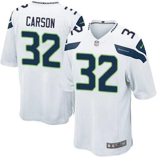 Men Seattle Seahawks 32 Chris Carson Nike White Game NFL Jersey